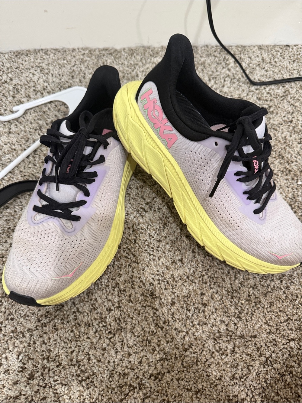 Hoka Women’s Running Shoes in Lavender Upper with Yellow Midsole